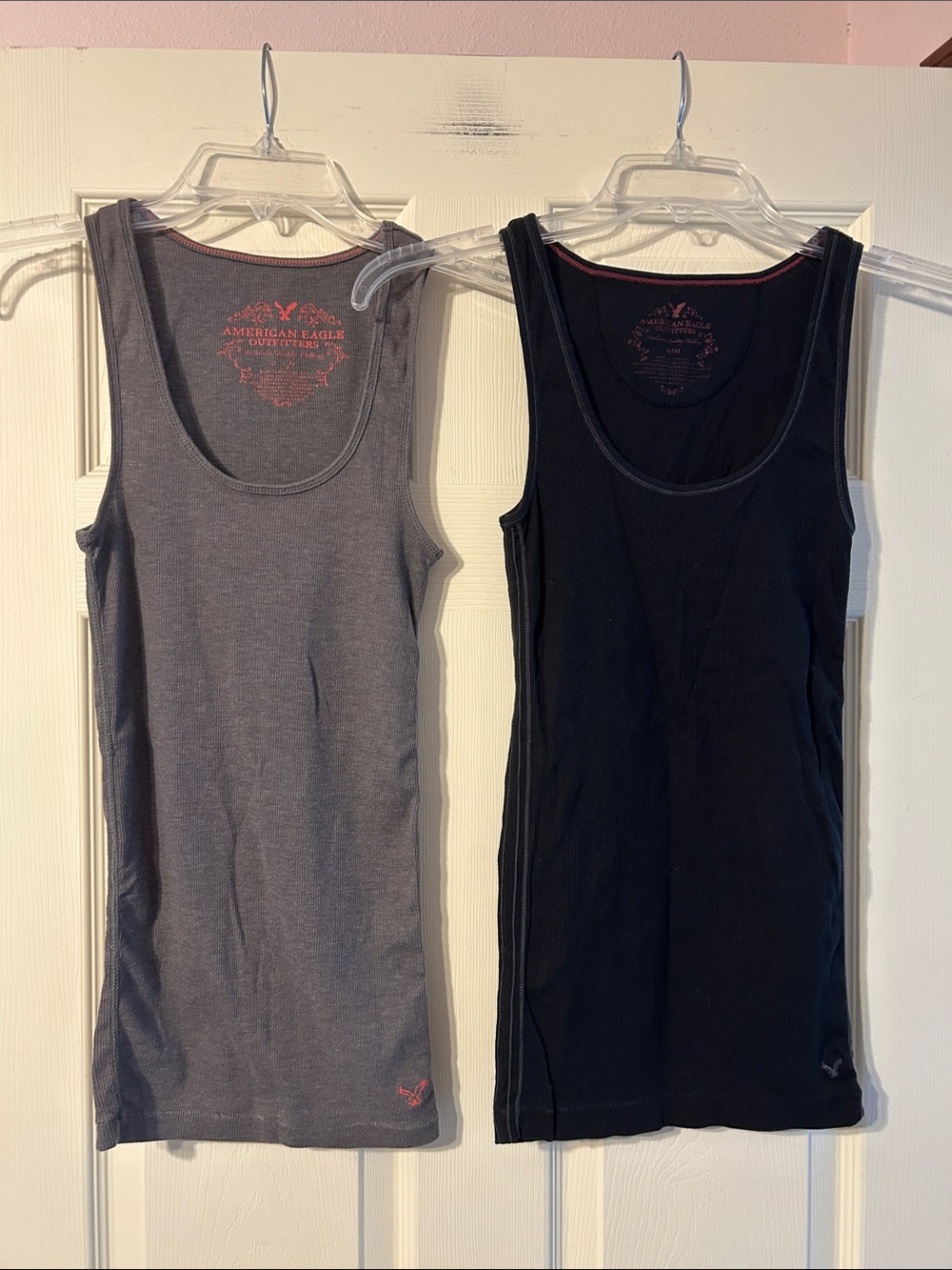 American Eagle Ribbed Tank Tops - Gray & Black